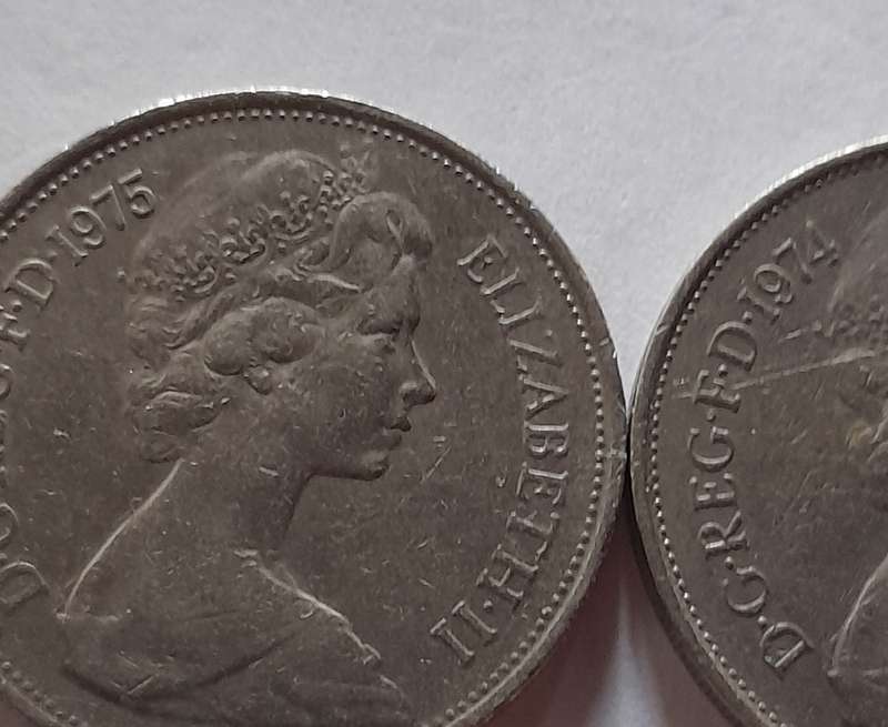 1974, 1975 10 New Pence Coins
