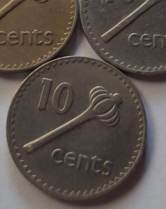1976, 1979 and 1986 Fiji 10 Cent Coins