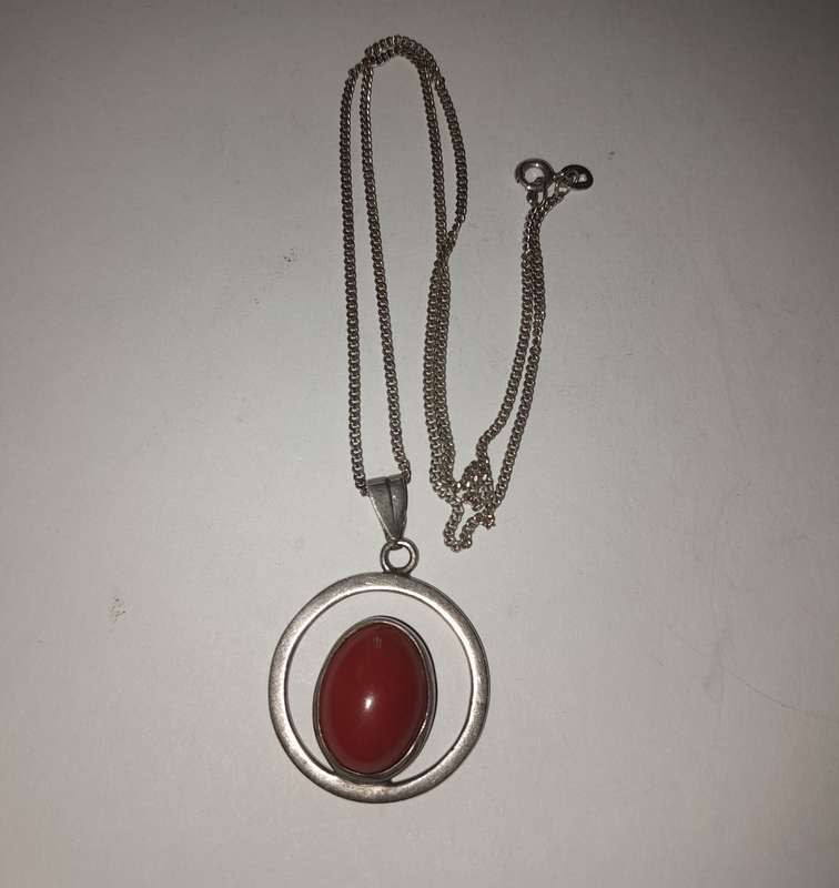 Sterling Silver 925 Camelian Pendant necklace