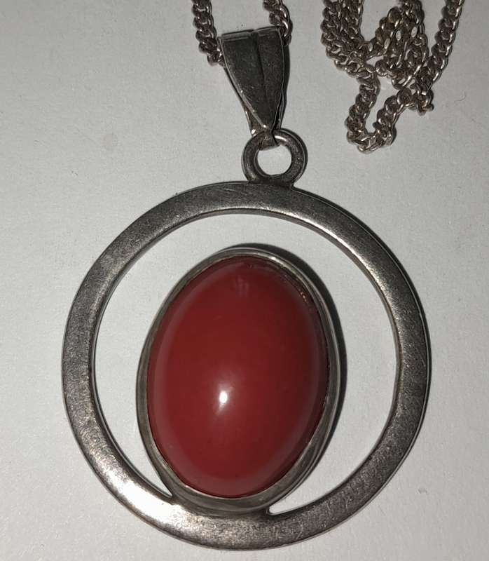 Sterling Silver 925 Camelian Pendant necklace