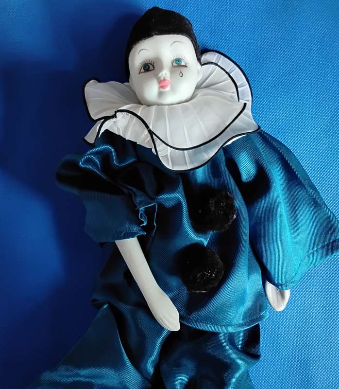 Vintage French Style Pierrot Teardrop Porcelain Doll