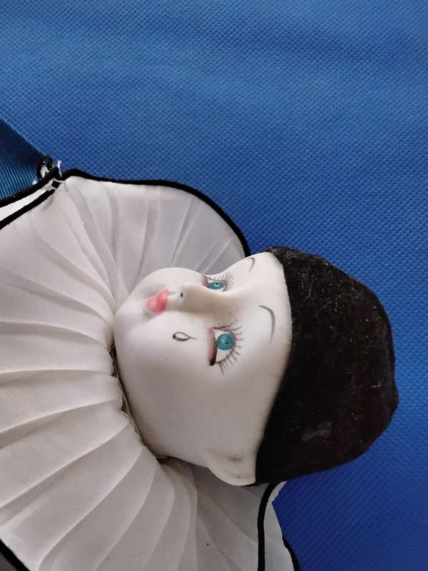 Vintage French Style Pierrot Teardrop Porcelain Doll