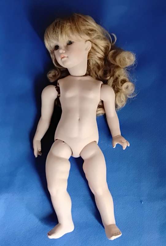 Vintage Paul Collection Full Porcelain Body Doll on Stand