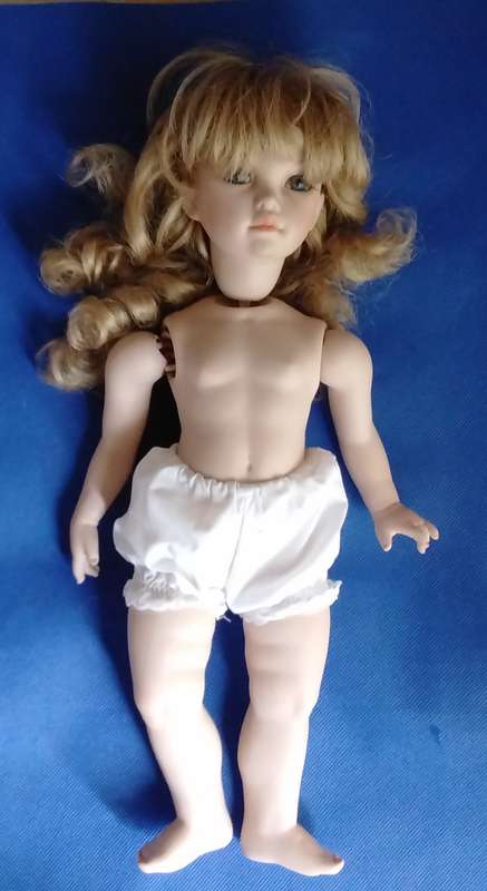 Vintage Paul Collection Full Porcelain Body Doll on Stand