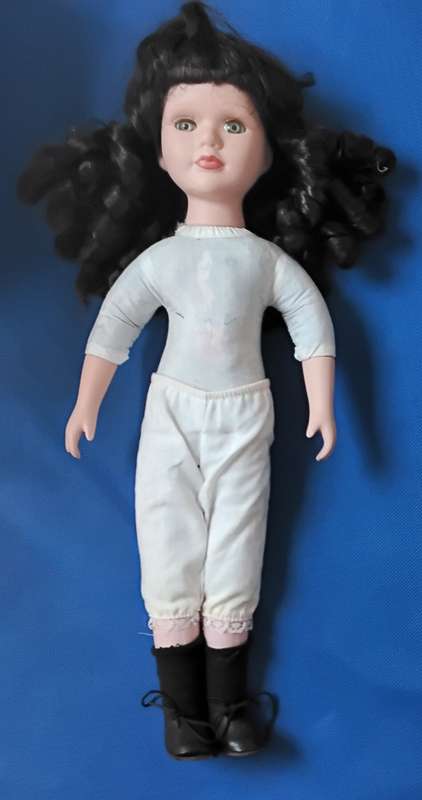 Vintage Porcelain Doll on Stand