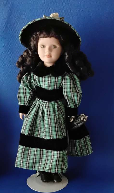 Vintage Porcelain Doll on Stand