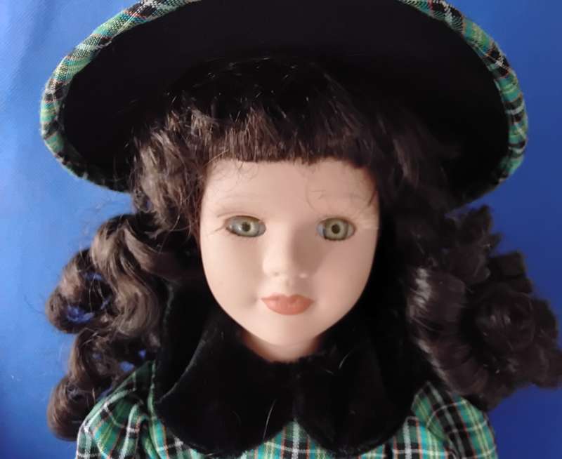 Vintage Porcelain Doll on Stand