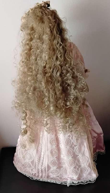 Large Vintage Porcelain Display Doll on Stand