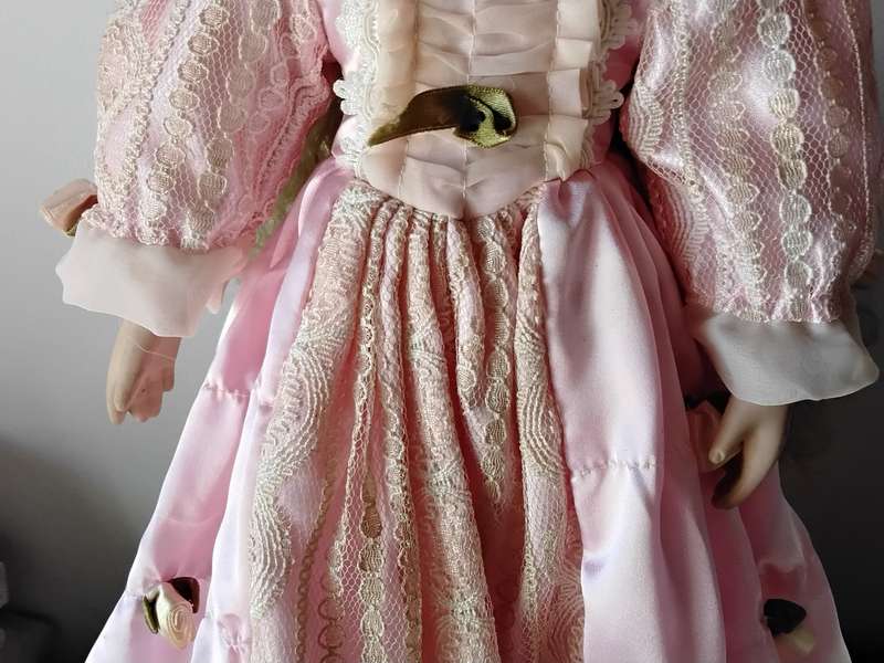 Large Vintage Porcelain Display Doll on Stand
