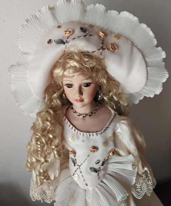 Large Vintage Display Doll on Stand