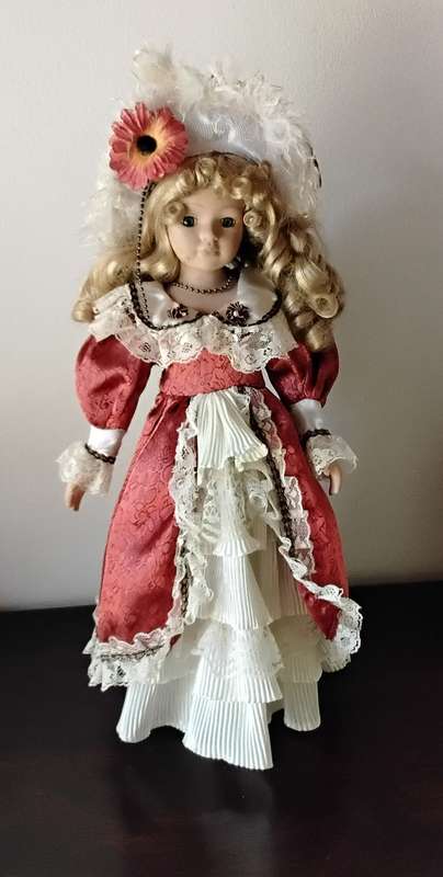 Vintage Porcelain Display Doll on Stand