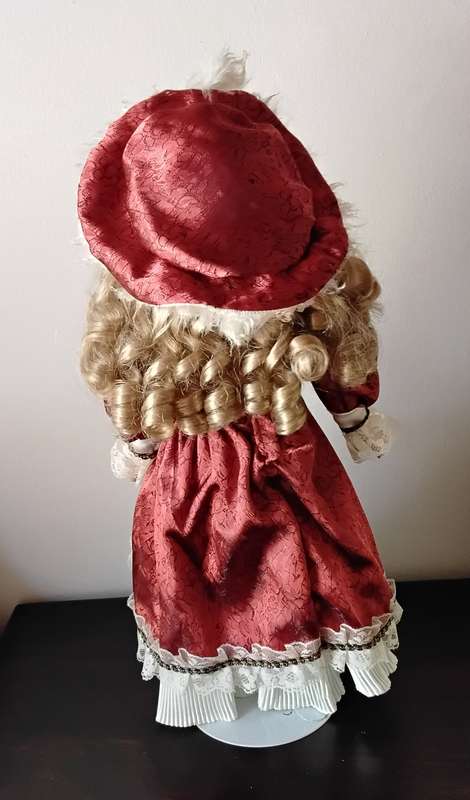 Vintage Porcelain Display Doll on Stand