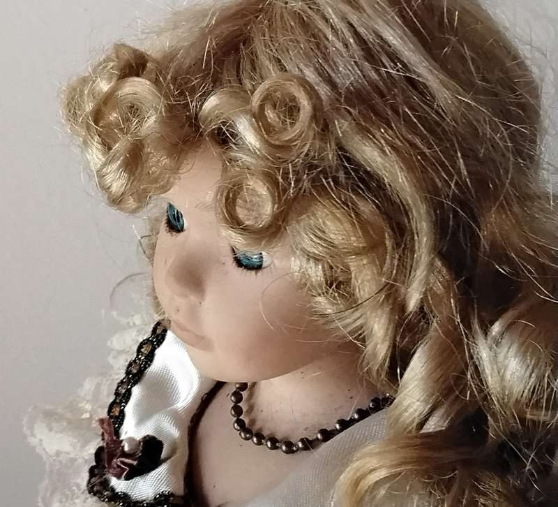 Vintage Porcelain Display Doll on Stand