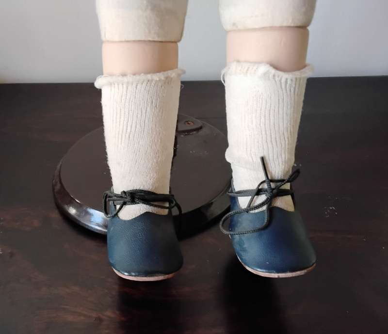 Vintage Granny Porcelain Doll on Wooden Stand