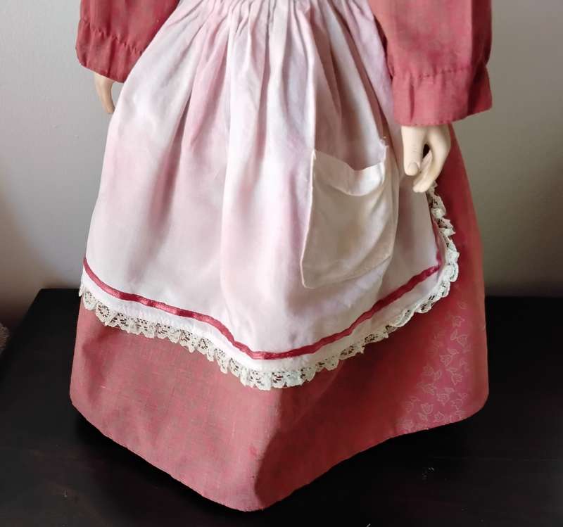 Vintage Granny Porcelain Doll on Wooden Stand