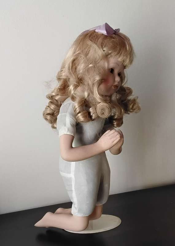 Vintage Porcelain Doll Kneeling in Prayer