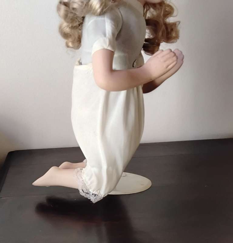 Vintage Porcelain Doll Kneeling in Prayer