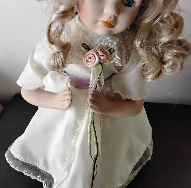 Vintage Porcelain Doll Kneeling in Prayer