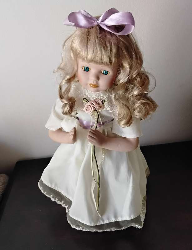 Vintage Porcelain Doll Kneeling in Prayer