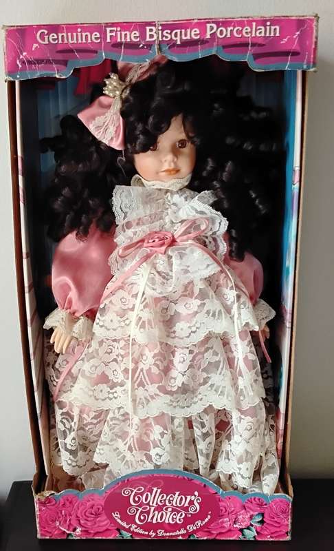 Collectors Choice Limited Edition Bisque Porcelain Doll with stand and COA