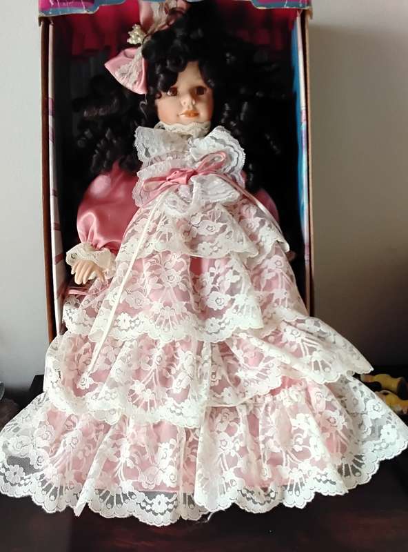 Collectors Choice Limited Edition Bisque Porcelain Doll with stand and COA