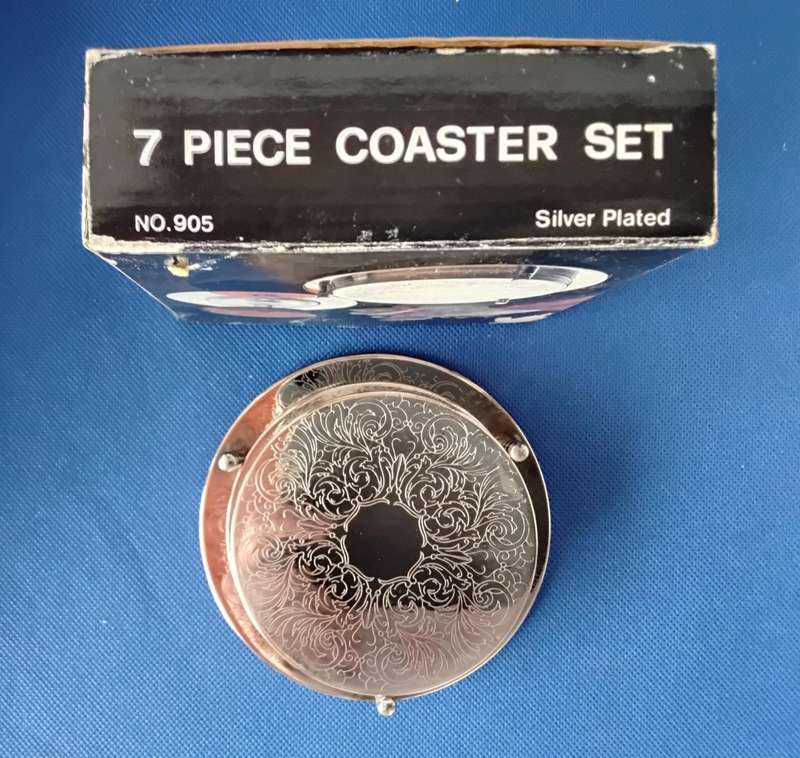 Vintage 7 Piece Silver Plate Coaster Set