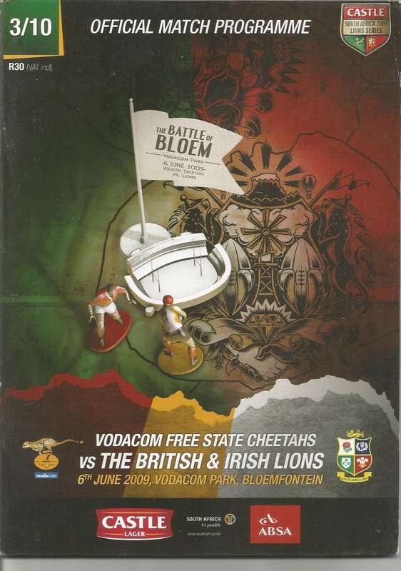 Mint Collectable The Battle of Bloem - Cheaters vs British and Irish Lions Rugby Programmes x 6
