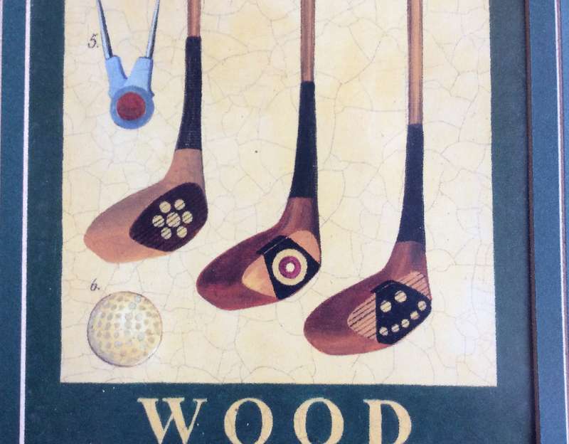 Golf Wood Poster Print framed behind Glass