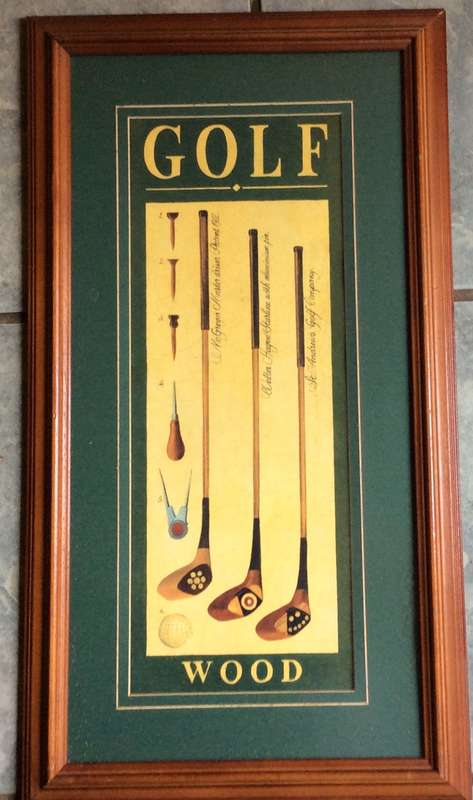 Golf Wood Poster Print framed behind Glass