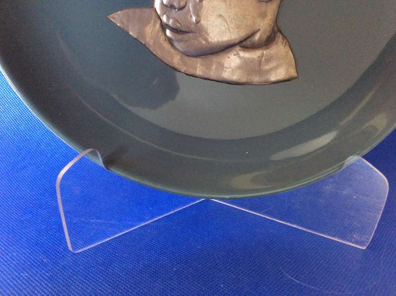 Metal Sheet Repousse Art on Poole Pottery Cameo plate