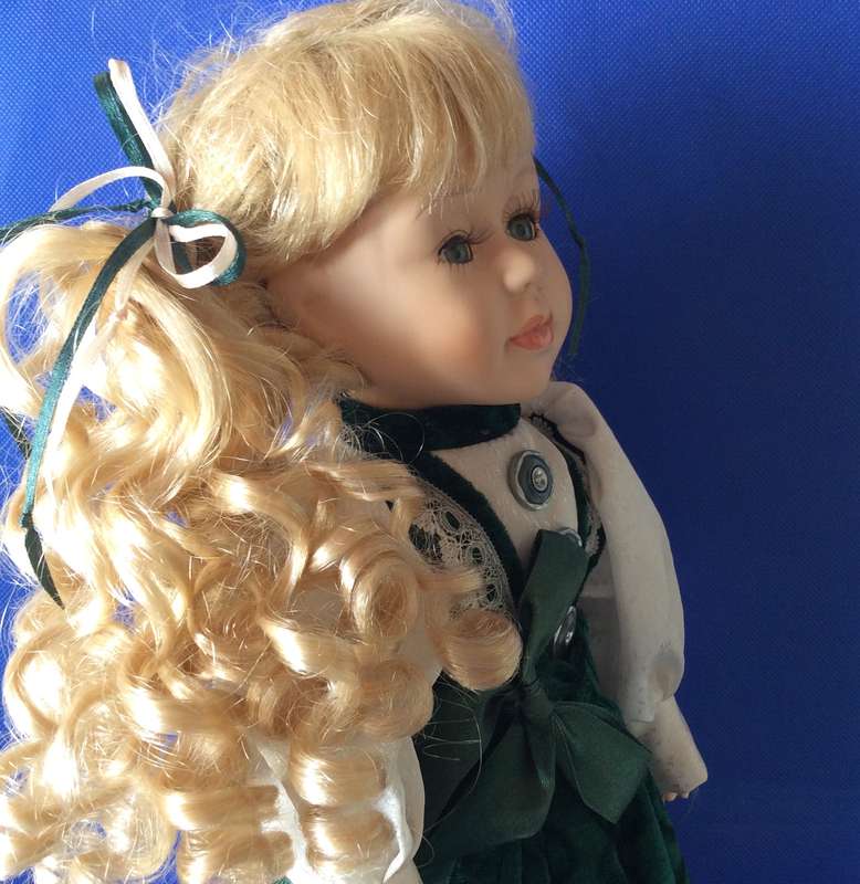 Porcelain Display Doll on Stand