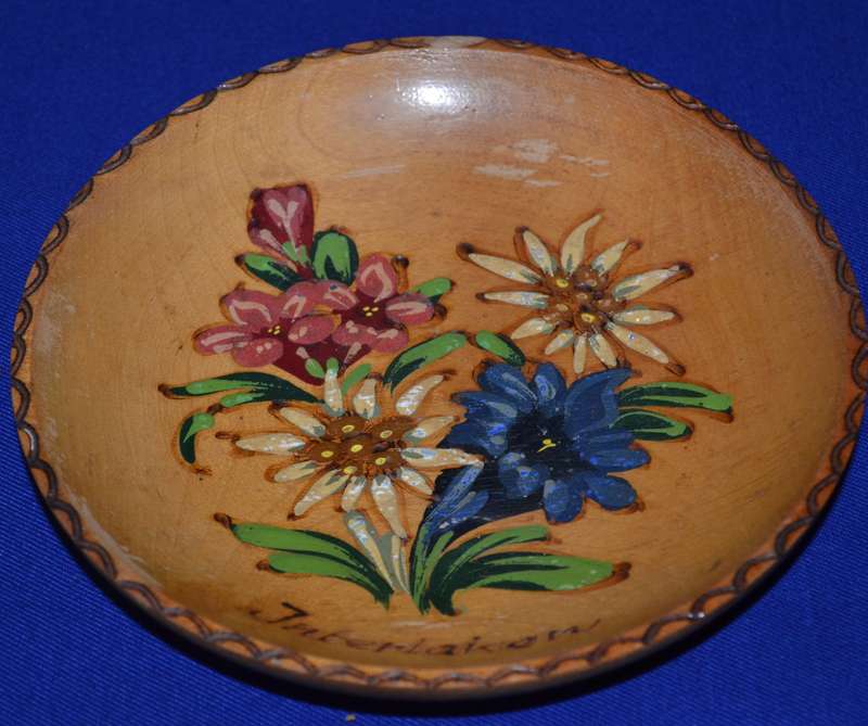 Vintage Small Hand Painted Wooden Plate
