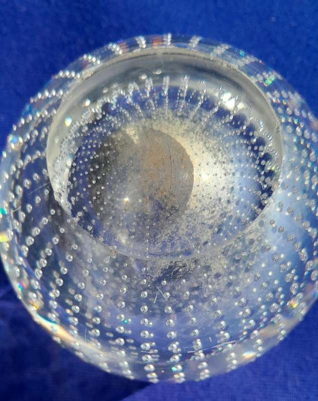 Leerdam Spijkerbol Ball Shaped Bullicante Art Glass Vase