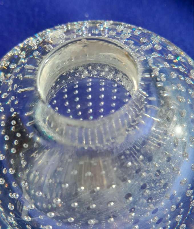 Leerdam Spijkerbol Ball Shaped Bullicante Art Glass Vase
