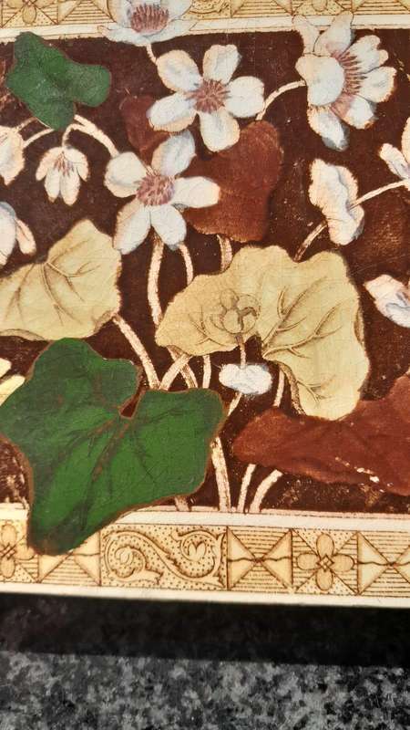 Antique Victorian  Print and Tint Floral Wall Tile