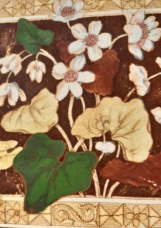 Antique Victorian  Print and Tint Floral Wall Tile
