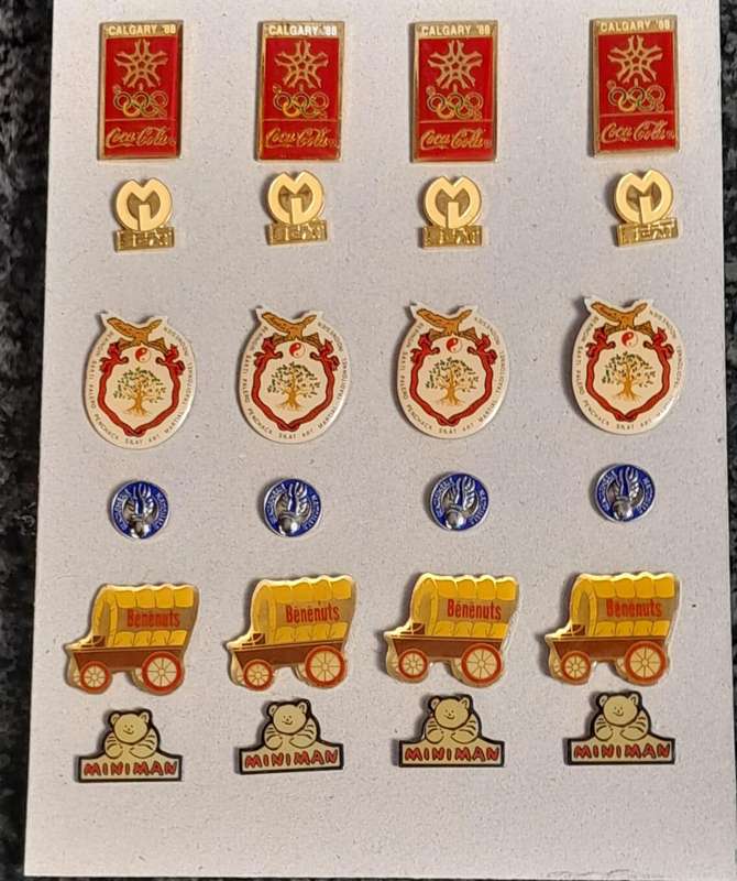 Vintage Assorted Collectable Enamel Lapel Pins 24 Pieces  - Framed