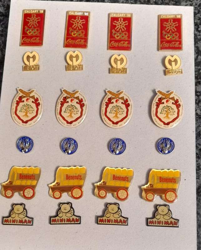 Vintage Assorted Collectable Enamel Lapel Pins 24 Pieces  - Framed