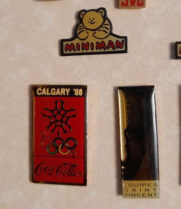 Vintage Assorted Collectable Enamel Lapel Pins 36 Pieces  - Framed