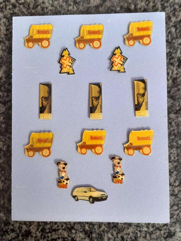 Vintage Assorted Collectable Enamel Lapel Pins 14 Pieces - Framed