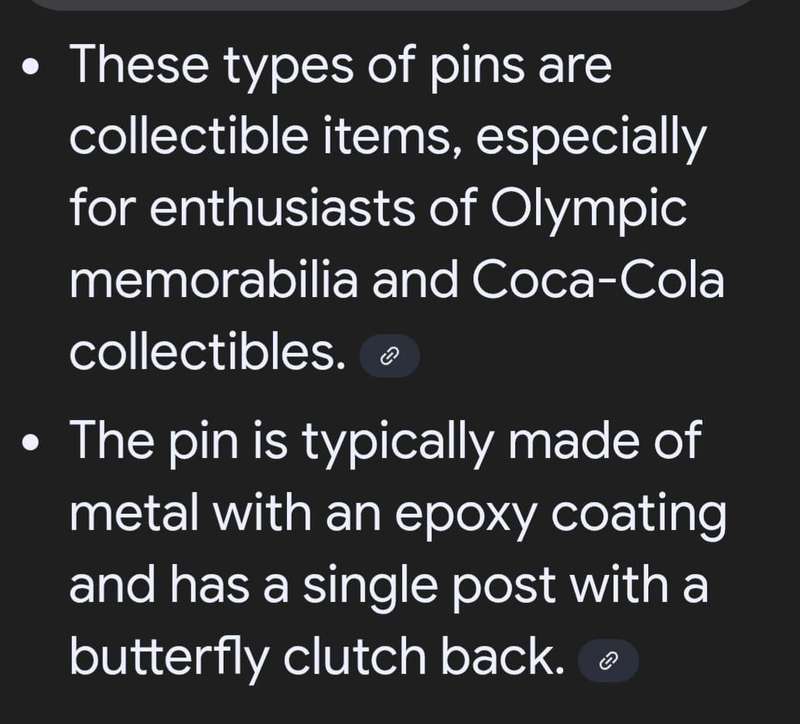 Coca-Cola Commemorative Lapel Pin - Berlin 1936 Olympiad Games c1990's