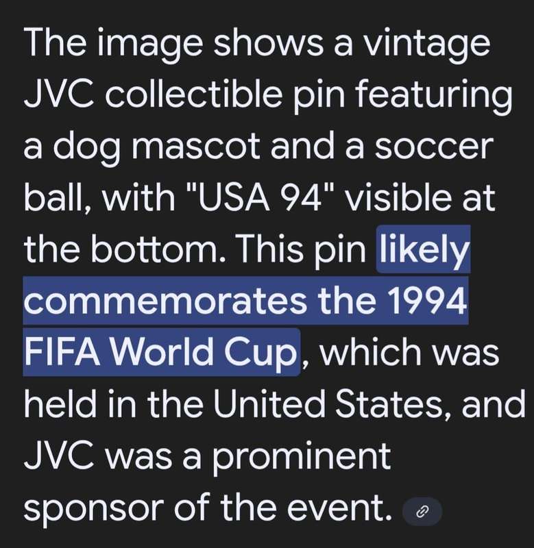 Vintage 1994 FIFA World CUP lapel pins Featuring Striker the Mascot