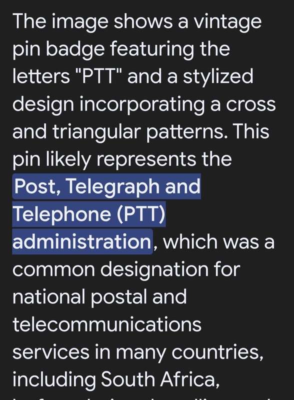 PTT - Post, Telegraph and Telephone Vintage Lapel Pin