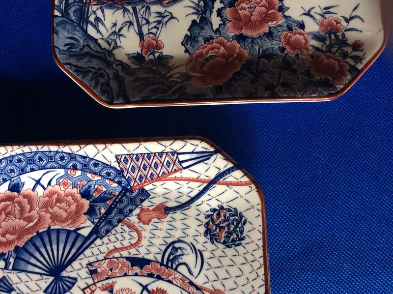 Small Rectangular Imari Style Plates - 3 Pieces