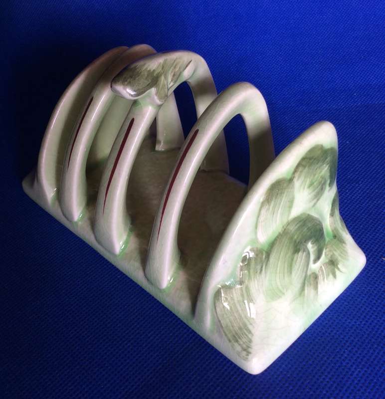 Vintage Carlton Ware Covered Sugar Bowl, Sterling Porcelain Toast Rack and SP Tea Strainer