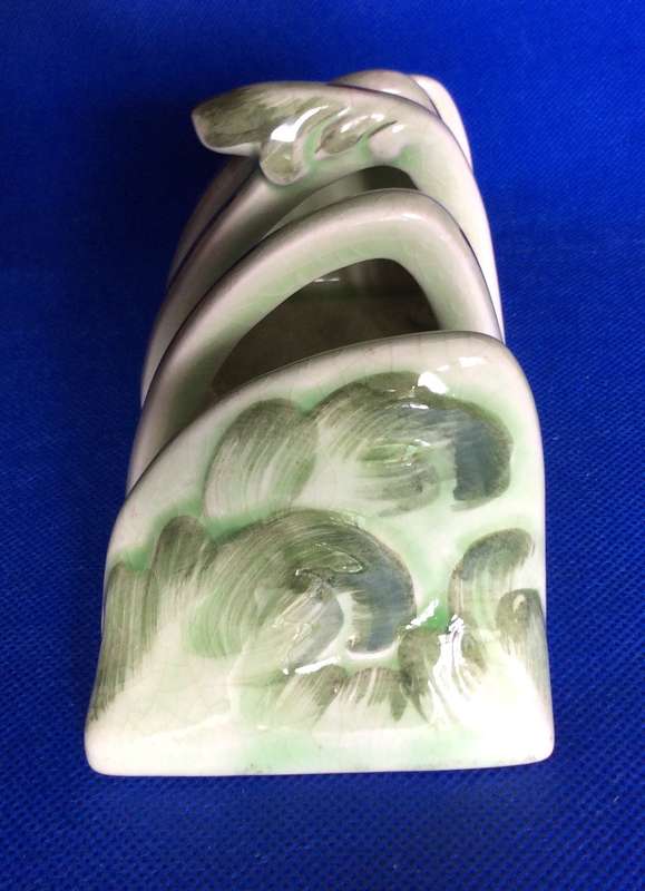 Vintage Carlton Ware Covered Sugar Bowl, Sterling Porcelain Toast Rack and SP Tea Strainer