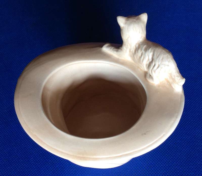 Vintage Sylvac Cat and Dog on Top Hat Posy Vase c1940s