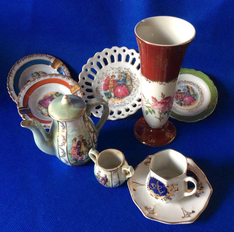 Selection of Assorted Limoges Style Miniatures - 9 Pieces