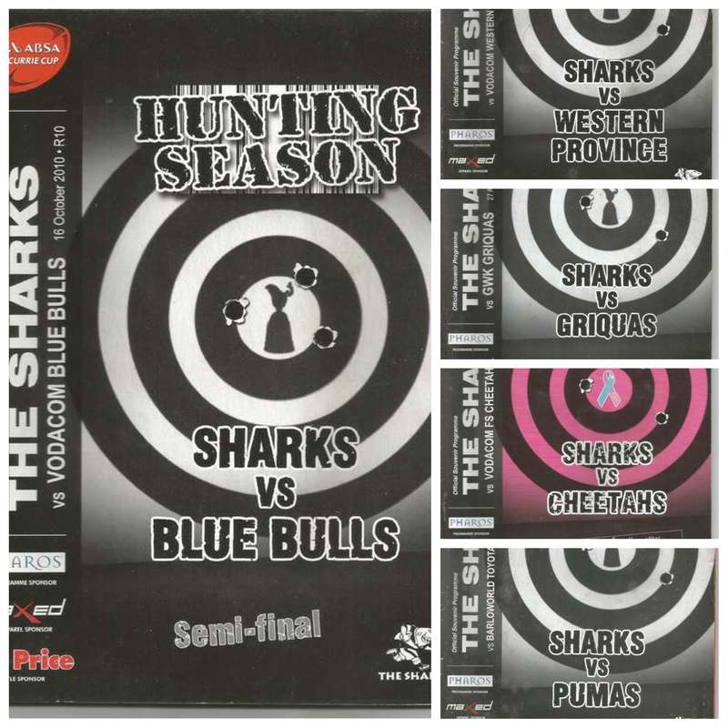 Collectable Sharks - Hunting Season - Rugby Programmes x 5 in Mint Condition