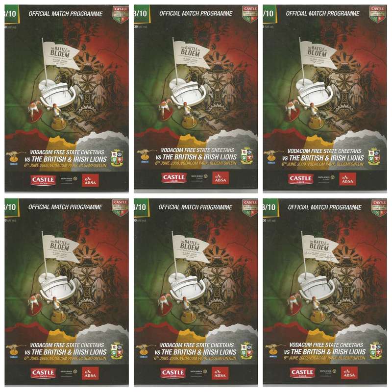 Mint Collectable The Battle of Bloem - Cheaters vs British and Irish Lions Rugby Programmes x 6